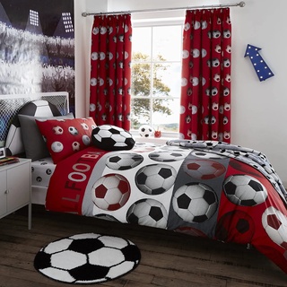 Catherine Lansfield Football Red Bettwäsche-Set, 140 x 220 + 65 x 65 cm