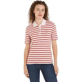 Tommy Hilfiger Damen Poloshirt Kurzarm 1985 Pique Stripe Polo Regular Fit