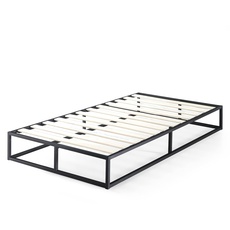 Bild Joseph Bett 100x200 cm - Höhe 25 cm mit Stauraum unter dem Bett - Metall-Plattformbettrahmen mit Holzlattenrost - Schwarz