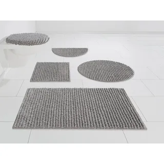 my home Badematte »Renat, Badvorleger, Badezimmer Teppich, Scandi« Höhe 15 mm fußbodenheizungsgeeignet   schnell trocknend   strapazierfähig Badteppich, Badgarnitur, Chenille-Optik, auch als 3 tlg. Set, grau
