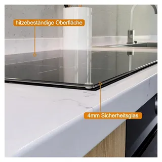 Herdabdeckplatte/Spritzschutz aus transparentem Glas, 1-teilig, 80 x 52 cm, für Glaskeramik- und Induktionskochfelder