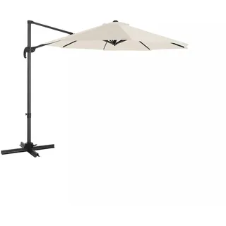 In And OutdoorMatch Ampelschirm Jada - Sonnenschirm - 360 drehbar - Terrassenschirm - 300 cm - UV-Schutz bis UPF 50+ - verstellbarer Neigungswinkel - Gartenschirm - mit Kurbel und Ständer - Weiß - Weiß