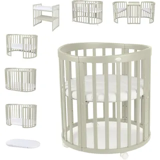 Waldin Babybett OWAL Kinderbett 7in1 mit Matratze, mitwachsendes Kinder-Bett