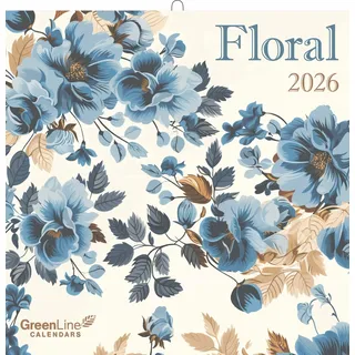 Greenline - Floral 2026 – Wandkalender 30x30 cm (30x60 geöffnet), Broschüren-Kalender mit 12 floralen Illustrationen, 6-sprachigem Kalendarium & nachhaltiger Produktion für Natur- und Blumenliebhaber