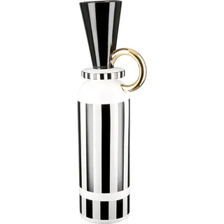 Gilde Bodenvase Pomposo", schwarz, weiß, B:11cm H:48cm T:11cm Ø:11cm, Keramik, Vasen, Bodenvase