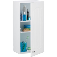 Bild von Badezimmerschrank hängend, Badhängeschrank, Lamellen Design, 2 Einlegeböden, MDF, HBT: 60 x 30 x 20,5 cm, weiß