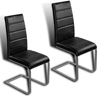 Freischwinger Esszimmerstuhl Küchenstuhl 2er Set Stuhl Schwingstuhl Schwarz - Schwarz