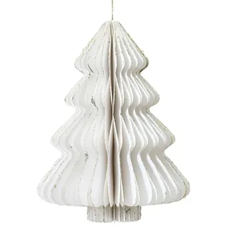 Dekoration Weihnachtsbaum Aus Papier, Ø48 H40 CM, Weiß Mit Glanz, Weihnachten