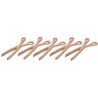 teemando® 5 X Gurkenzange aus Holz, 28 cm, Grillzange, Holzschere für Gurken, Nudeln und Salat
