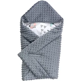 TupTam Baby Winter Einschlagdecke Babydecke 75x75cm für Autositz Babyschale Wattiert Minky Baumwolle Universal, Farbe: Grau/Fuchs Mint, Größe: Einheitsgröße