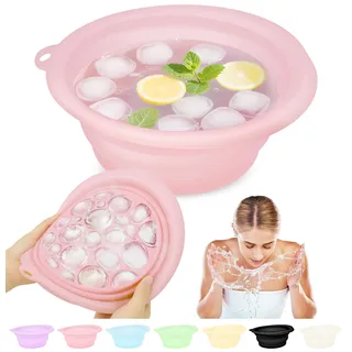 Musiwanna Face Ice Bath Bowl, Faltbares Eiswürfel für Gesicht, Silikon Schüssel für Gesicht Eisbad, Facial Ice Bath Washbasin Eingebaute Eiswürfelschale für den Heimgebrauch oder Unterwegs