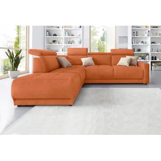 DOMO collection Ecksofa »Ava L-Form«, mit Ottomane, Federkern wahlweise mit Kopfteilverstellungen orange