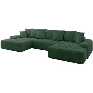 altdecor Ecksofa U-Form mit Schlaffunktion 3-Sitzer Grün
