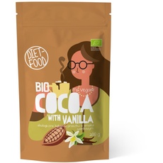 DIET-FOOD - Bio Schokolade - Kakaopulver - mit Rohrzucker - 200 g - für heiße Getränke mit Wasser- oder Milch - ohne künstliche Zusatzstoffe - Fertiggericht - Trinkschokolade mit Geschmack Vanille