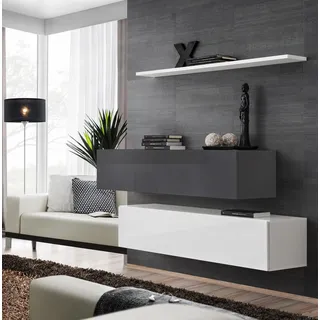 2x Schränke Wohnwand Set Luxus Design Einrichtung Wandregal Holzmöbel Wohnzimmer - Weiß