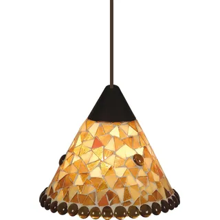 Näve Leuchten Pendelleuchte MOSAIK mit E14 Pendelleuchte MOSAIK mit E14 Pendelleuchten - Mosaik-Pendelleuchte d:19cm, Hängelampe im Landhaus Stil, aus Glas in rot, 16 cm hoch, Ø 19 cm, E14-Fassung - Beige