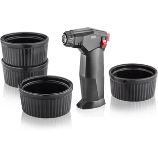 GEFU Crème Brûlée-Set ZUCA 5-teilig Flambierbrenner + 4 Schälchen Creme Brulee