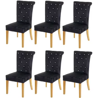 Mendler Esszimmerstuhl HWC-D22 Samt schwarz 6er Set