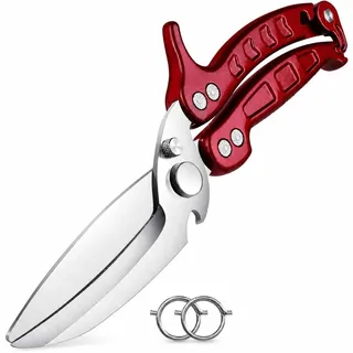 DRAGON RIOT Geflügelschere Abnehmbare, Heavy Duty Hähnchenschere | Mehrzweck-Fleischschere zum Schneiden von Knochen, Fleisch, Geflügel, Gemüse, Meeresfrüchte und Pizza, Knochenschere Rot