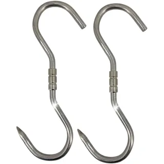 TronicXL 2 Stück PROFI S-Haken - 260x10mm Drehhaken Edelstahl Dreh Haken Wildhaken Zerwirk-haken Swivel Hook Fleischhaken drehbar zum Aufhängen von Wild Fisch Würste Parma Schinken Wildschwein