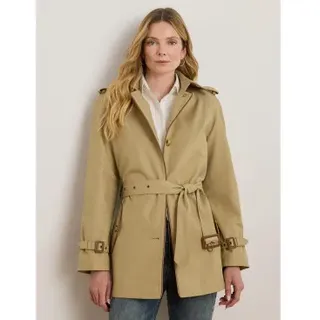 Lauren Ralph Lauren für Damen. 297979525001 Beigefarbener Trenchcoat mit Kunstfellbesatz (XL), Lässig, Polyester