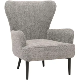 Mendler Lounge-Sessel HWC-K37, Cocktail-/Ohrensessel Polsterstuhl Retro Vintage Stoff Chenille (500g/m2) Öko-Tex ~ grau