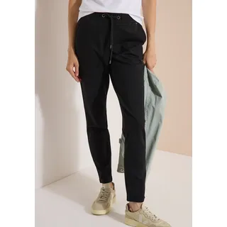 Stoffhose CECIL "Style Tracey", Damen, Gr. M (40), Länge 28, schwarz, Web, Obermaterial: 61% Viskose, 32% Polyamid, 7% Elasthan. Futter: 100% Polyester, unifarben, normal lang, Hosen Stoffhose, mit elastischem Bund und Tunnelzug