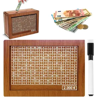 Geld sparen,Spardose,Deine Sparbox,Sparschwein,Holz Spardose,Sparbox Mit Zahlen Ankreuzen für Hilft Erwachsene und Kindern Gewohnheit Zum Sparen