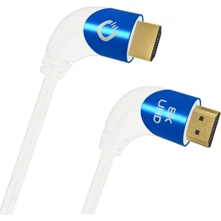 Oehlbach Shape Magic 90 UHD - 8K Ultra High Speed 2.1 HDMI-Kabel - Zertifiziert 48 Gbps (90 Grad Winkelstecker, OFC Kupfer, 4K@120Hz, 8K@60Hz, eARC, dynamisches HDR) weiß - 2m