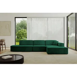 altdecor Ecksofa Samt L-Form 3-Sitzer Grün