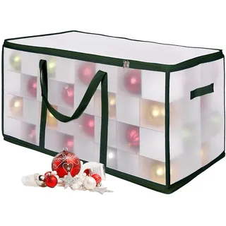 Relaxdays Weihnachtskugel-Aufbewahrungsbox , Transparent , Kunststoff, Wellpappe, Textil , Rechteckig , 73x37x36 cm , Dekoration, Weihnachtsdekoration, Christbaumschmuck