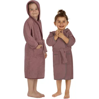 normani Kinder Frottee Bademantel aus 100% Bio-Baumwolle - Mädchen und Jungen Bademantel aus saugstarker Baumwolle mit festgenähtem Gürtel