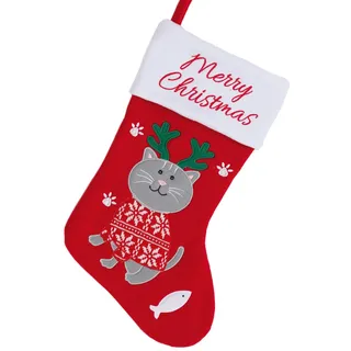 Haustier Weihnachtsstrumpf mit Bestickter Fröhliche Weihnachten und Katze Bild