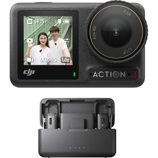 DJI Osmo Action 4+Mikrofon (2 Sender+1 Empfänger+Ladeschale) – Vlogging-Kamera mit einem 1/1,3-Zoll-Sensor, 360° HorizonSteady, Mikrofon mit klarem Schallprofil, Windschutz, geeignet für Reisen und Sp
