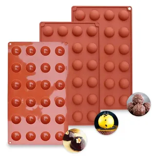 Silikonform Halbkugel, 3 Stücke Silikon Halbkugelform, 24 Cavity Kugel Silikonform, Pralinenform Kugel, Silikon Halbkugelform Geeignet für Schokolade Gelee Mousse Dessert