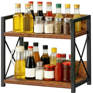 Wapasezyar Gewürzregal, Küchenregal mit 2 Ebenen, Küchen Organizer für Arbeitsplatte, Schreibtisch Kleine Kaffee Organizer Gewürzhalter, Kleines Regal für Küche Ecke Schrank, Büro, Badezimmer