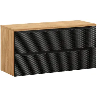 Petits-meubles Waschtischunterschrank 120cm Elora Schwarz und Holz , Holzwerkstoff , 120x59x46 cm , Badezimmer, Badmöbel, Unterschränke