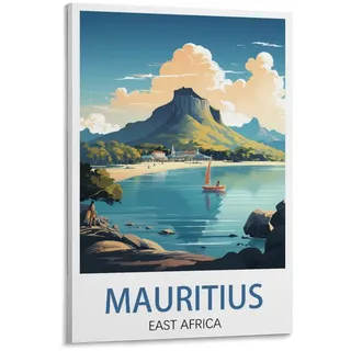 Mauritius Ostafrika, Vintage-Reiseposter, Landschaft, 60 x 90 cm, Leinwand, Wandkunst, Poster für Wohnzimmer, Dekoration, Gemälde für Heimdekoration