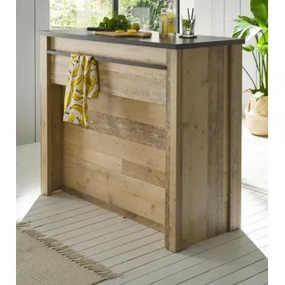 furn.design Küchentheke Bartisch Küchenbartisch Küchenschrank Used Wood Vintage Stove 130 cm - 130 cm X 106 cm