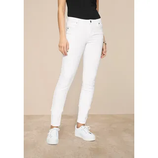 Skinny-fit-Jeans TAMARIS, Damen, Gr. 44, N-Gr, weiß, Denim/Jeans, Obermaterial: 98% Baumwolle, 2% Elasthan, unifarben, skinny fit lang, Jeans Skinny-fit-Jeans, schmale Beinweite, mit Gürtelschlaufenbund, mit Metallreißverschluss, Topseller