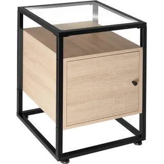 tectake Nachtschrank Dudley,40 x 43 x 60,5 cm,Industrial Holz hell, Eiche Sonoma , Holzwerkstoff , Quadratisch , 40x60.5x43 cm , Schlafzimmer, Nachtkästchen
