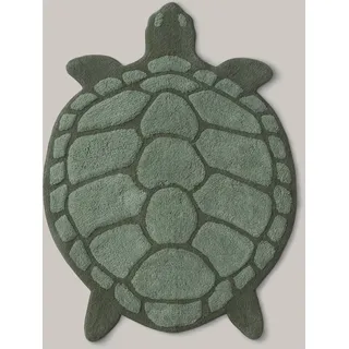 ELLOS Home Badematte Lazy in Form Einer Schildkröte, Staycation Kollektion, Deko für das Badezimmer, nachhaltige Baumwolle, Oeko-TEX® Standard 100 Zertifiziert - Grün, 75X98 cm