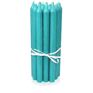 LUMELY dänische Premium Stabkerzen Türkis, 12er Pack, Höhe 29cm, Ø 2,2cm, Brenndauer ca. 14 Stunden, zylindrische Leuchterkerzen, Deko Kerzen Set, Kerzen Skandinavisch
