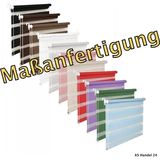 Massanfertigung Doppelrollo Fensterrollo Sichtschutzrollo bis 150 cm Breite und 200 cm Länge weiss l