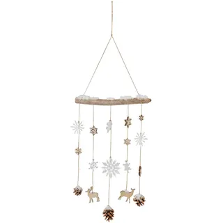 Dekohänger , Naturfarben , Holz, Kunststoff, Textil , 35.0x75.0x5.0 cm , Dekoration, Weihnachtsdekoration, Christbaumschmuck