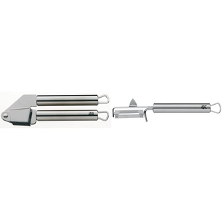 WMF Profi Plus Knoblauchpresse 17,5 cm, Cromargan Edelstahl teilmattiert, spülmaschinengeeignet & Profi Plus Kartoffelschäler Pendelklinge 19 cm, Pendelschäler einschneidig, Gemüseschäler