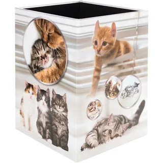HERMA 19740 Papierkorb mit Katzen Motiv, 15 Liter, faltbar, stabile Pappe, schmaler Mülleimer für Mädchen & Jungen, rechteckiger Abfalleimer für das Kinderzimmer, Schlafzimmer, Arbeitszimmer, Büro