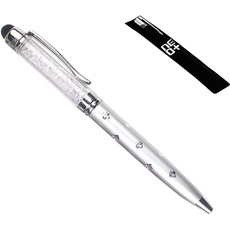 2-in-1-Kapazitive Touchscreen-Eingabestift und Kugelschreiber mit Swarovski-Kristallen, mit 2 Nachfüllern silber