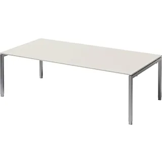 BISLEY Cito Chefarbeitsplatz/Konferenztisch, 650-850 mm höheneinstellbares U-Gestell, Metall, Gw355 Dekor Grauweiß, Gestell Silber, 120 x 240 x 85 cm