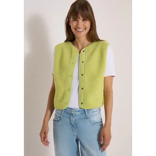Plüschweste CECIL, Damen, Gr. L (42), citrin grün, Plüsch, Obermaterial: 100% Polyester, unifarben, hüftlang, V-Ausschnitt, Westen Plüschweste, Softshelldetails, V-Ausschnitt, unifarben